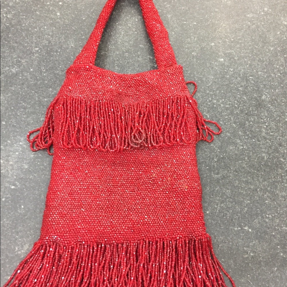Vintage red beaded bag